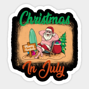 Christmas In July Funny Santa Summer Beach Vacation Sticker